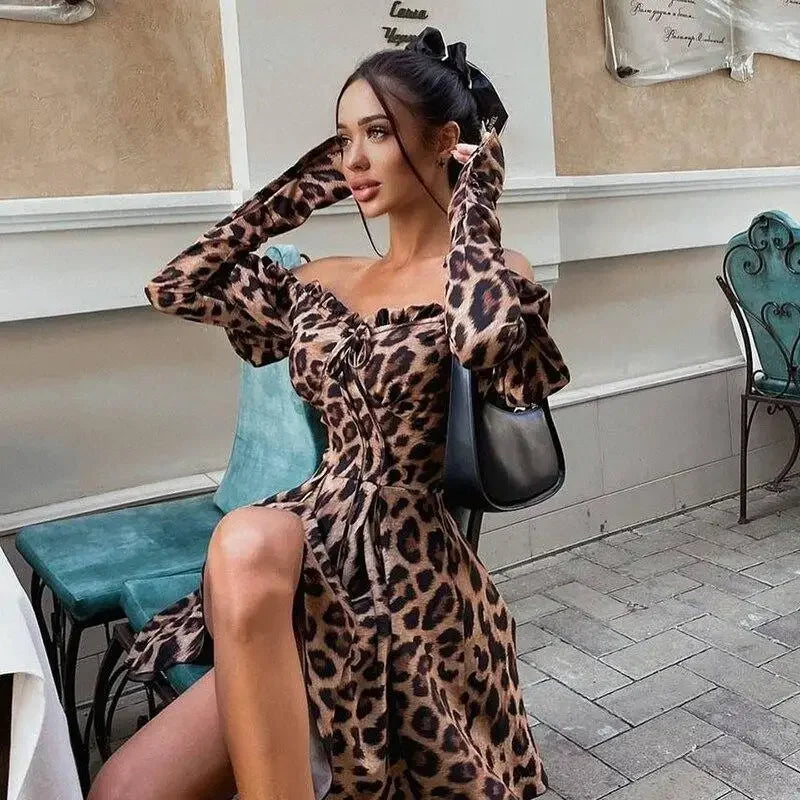 Leopard Ruffle Dress | Fashionsarah.com
