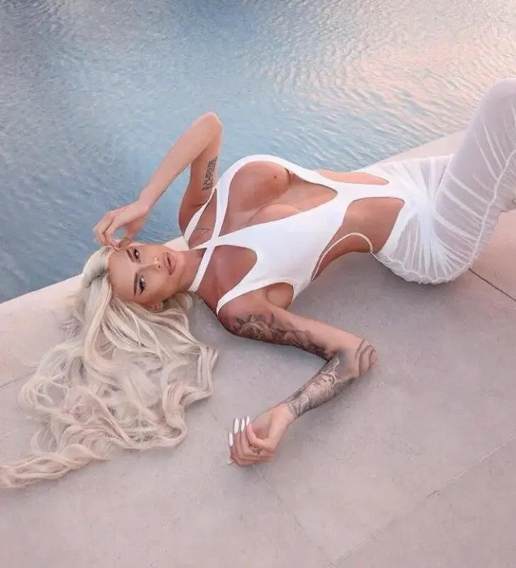 Sexy Halter Mesh Bodycon Mid-calf Dress | Fashionsarah.com