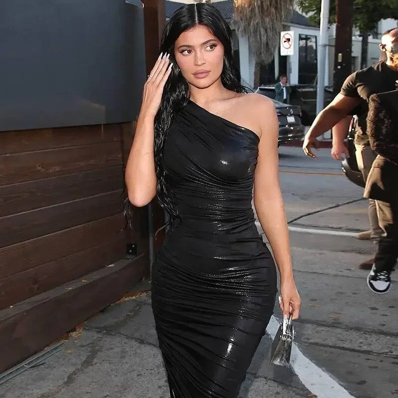 Ruched Pencil Leather Dress | Fashionsarah.com