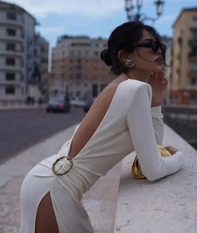 Side Slit Backless Dress | Fashionsarah.com