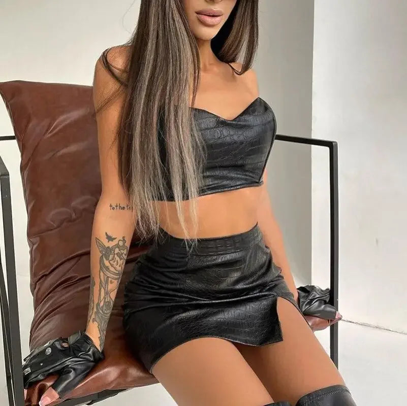 Leather Streetwear Set | Fashionsarah.com