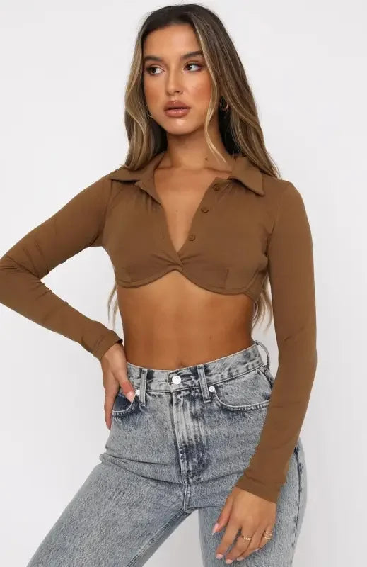 Women V-Neck Crop Tops | Fashionsarah.com