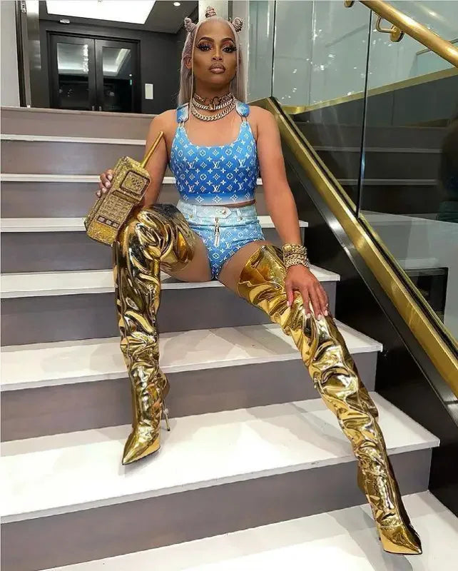 Golden Bling Fashion Boots | Fashionsarah.com