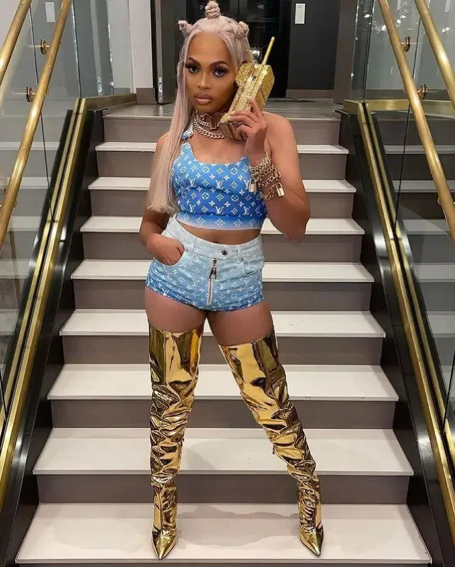 Golden Bling Fashion Boots | Fashionsarah.com