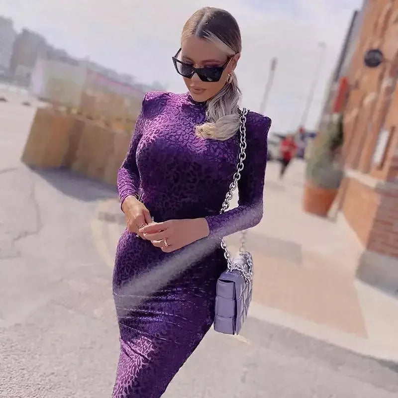 Purple Elegant Midi Dress | Fashionsarah.com