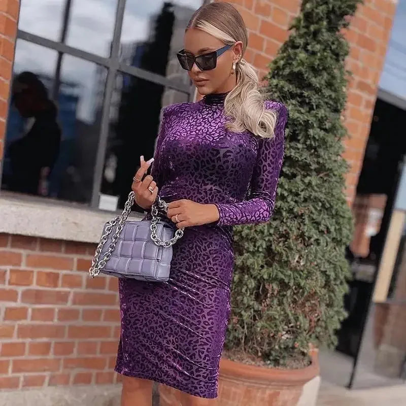 Purple Elegant Midi Dress | Fashionsarah.com