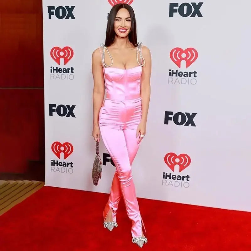 Pink Satin Jumpsuit | Fashionsarah.com