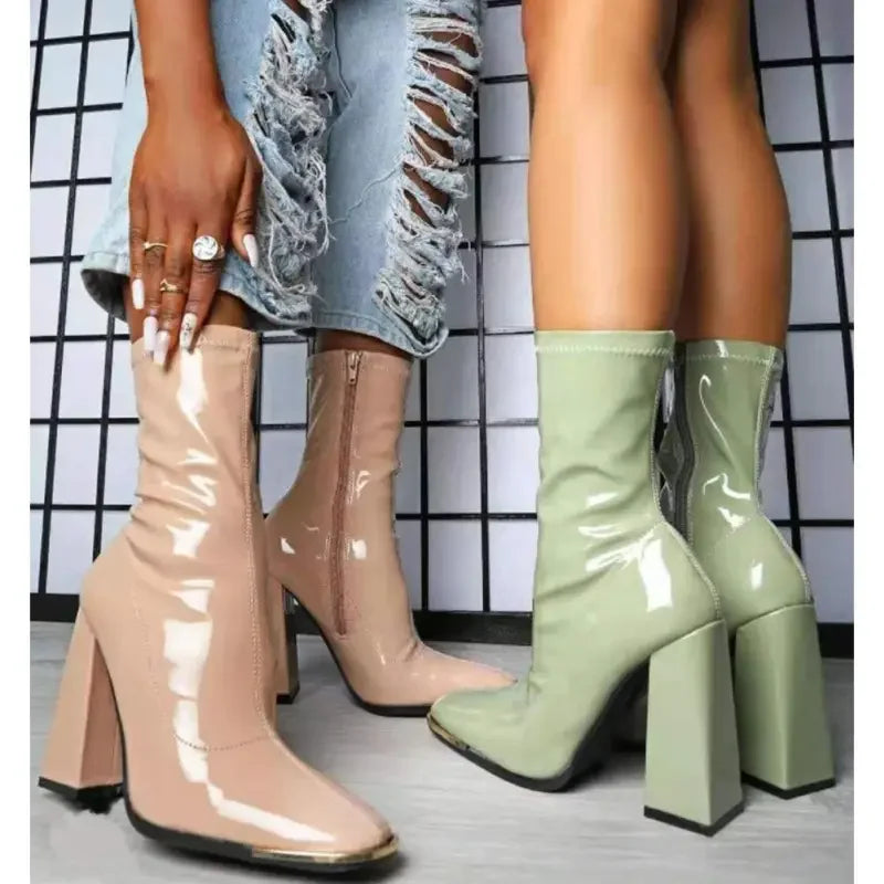 Mid-Calf Square boots | Fashionsarah.com