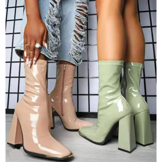 Mid-Calf Square boots | Fashionsarah.com