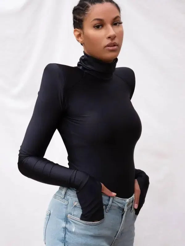 Padded Shoulder Bodysuits with gloves | Fashionsarah.com
