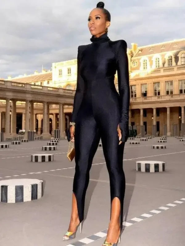 Padded Shoulder Bodysuits with gloves | Fashionsarah.com