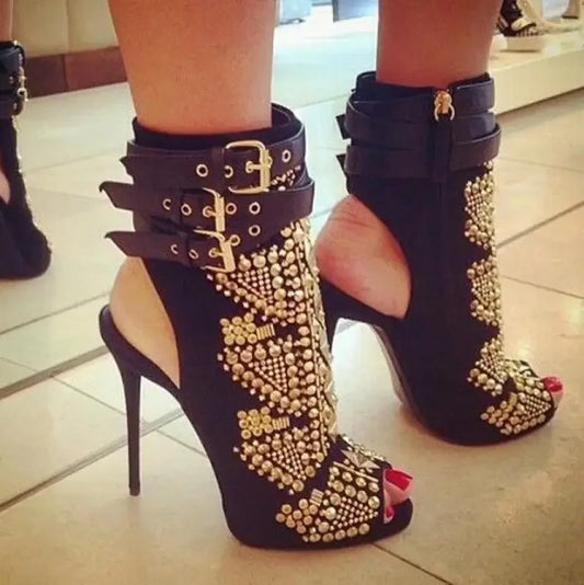 Open Toe Buckle Punk Boots | Fashionsarah.com