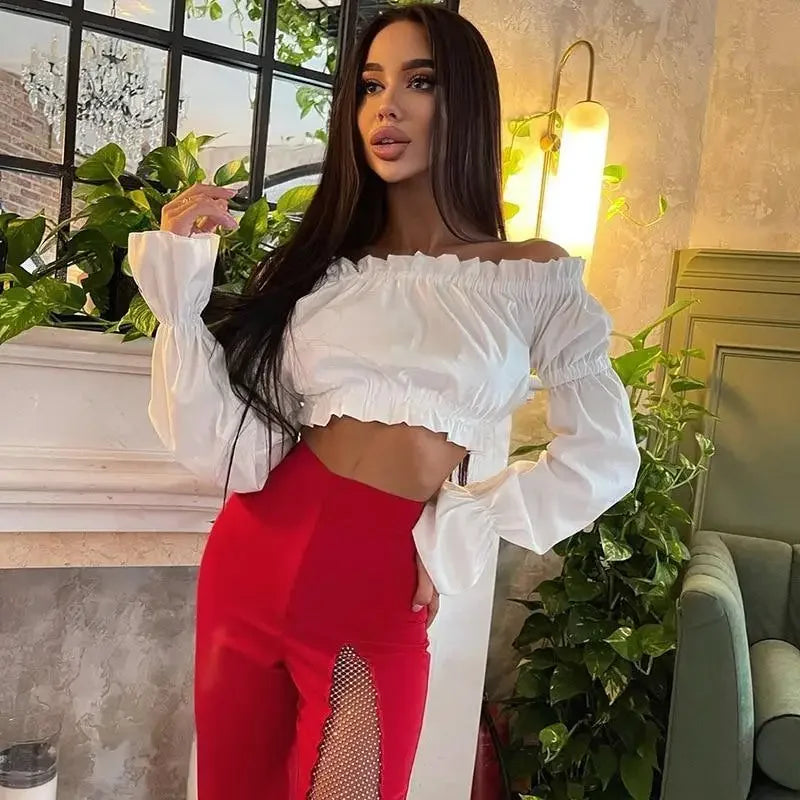 Women High Waist Flare Long Pants | Fashionsarah.com