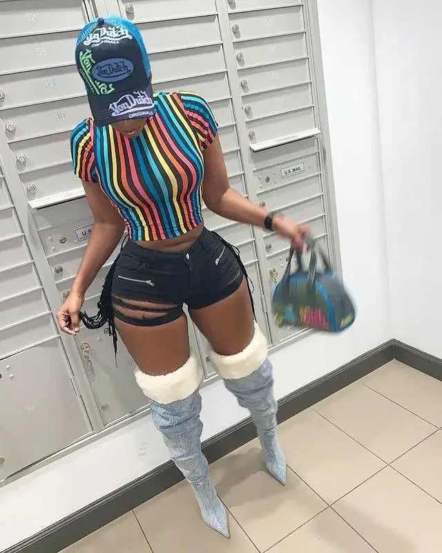 Denim Cowboy Style Boots | Fashionsarah.com