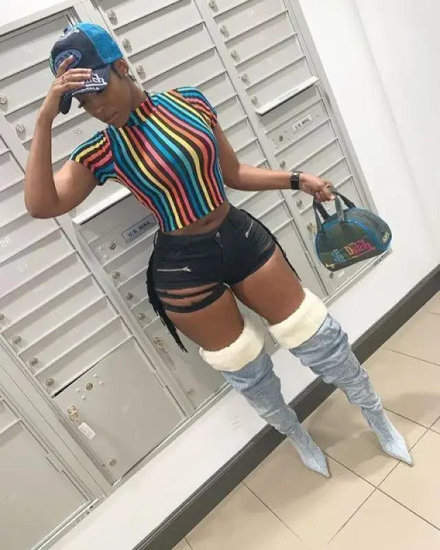 Denim Cowboy Style Boots | Fashionsarah.com