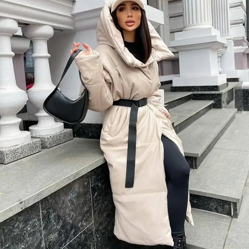 Hooded Long Belt Coats | Fashionsarah.com