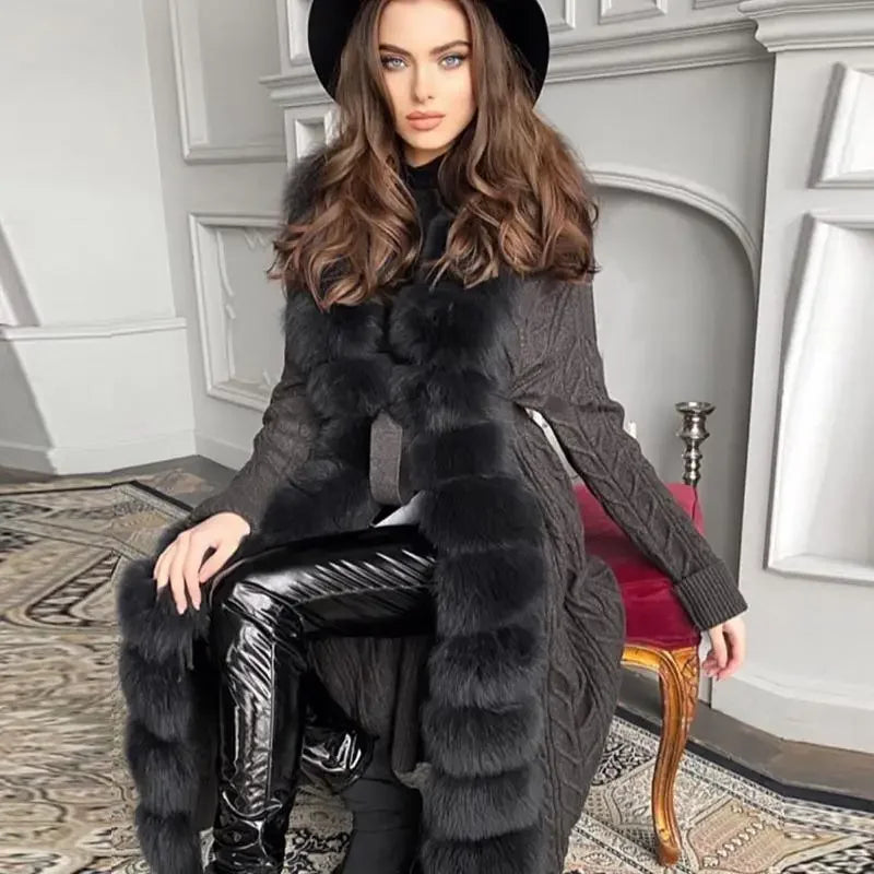 Stunning Women Coat With Fur Collar | Fashionsarah.com