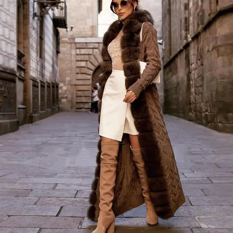 Stunning Women Coat With Fur Collar | Fashionsarah.com
