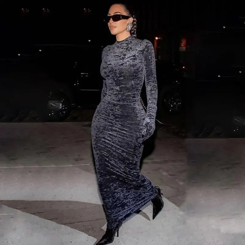 Velvet Pencil Long Dress | Fashionsarah.com