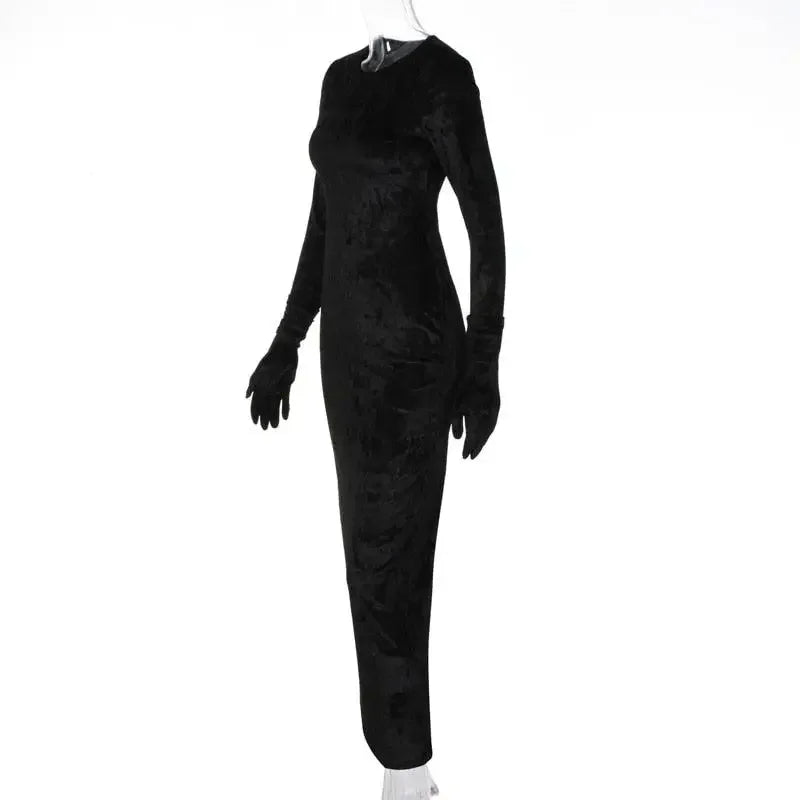 Velvet Pencil Long Dress | Fashionsarah.com