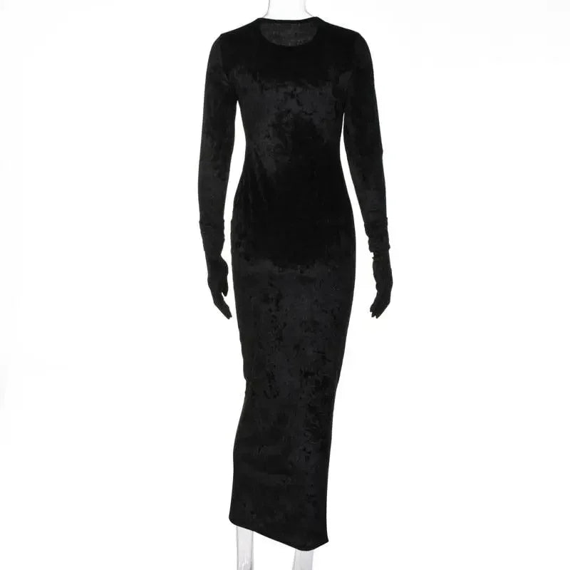Velvet Pencil Long Dress | Fashionsarah.com