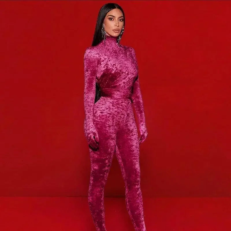 Velvet Bodycon Jumpsuit | Fashionsarah.com