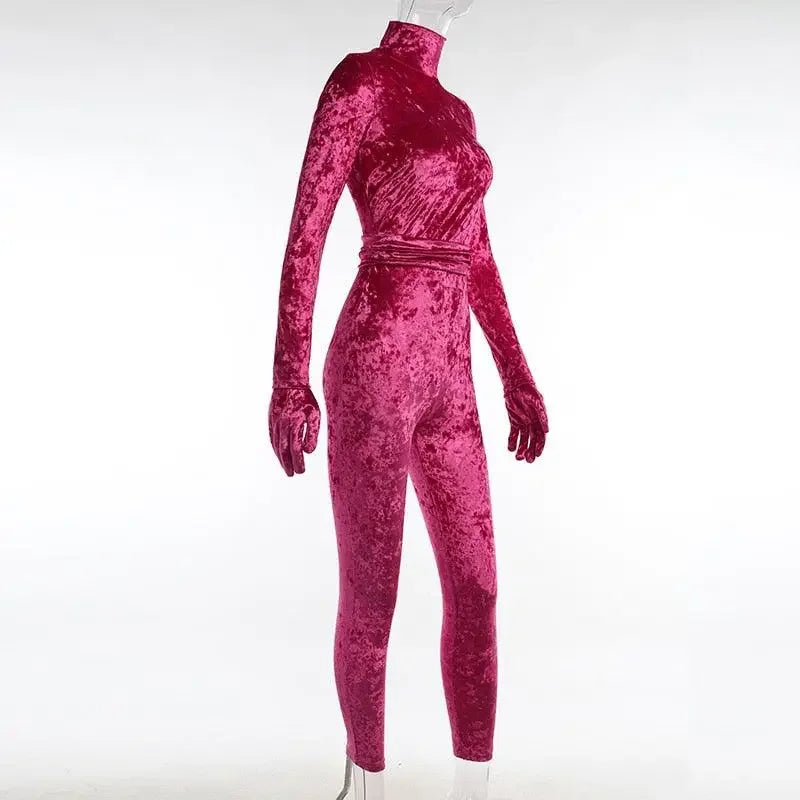 Velvet Bodycon Jumpsuit | Fashionsarah.com