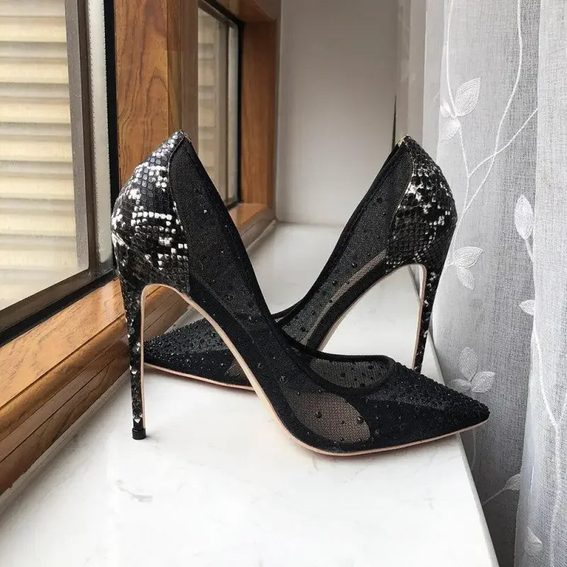 Croc-effect Diamond Pumps | Fashionsarah.com