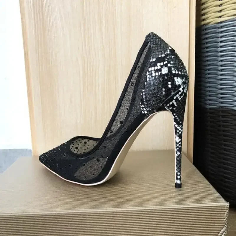 Croc-effect Diamond Pumps | Fashionsarah.com