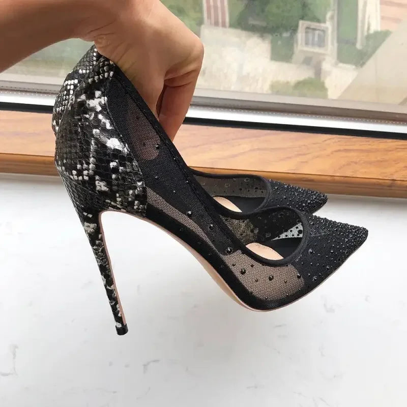 Croc-effect Diamond Pumps | Fashionsarah.com