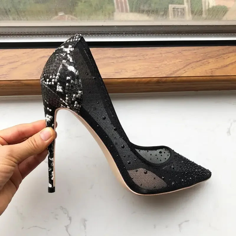 Croc-effect Diamond Pumps | Fashionsarah.com