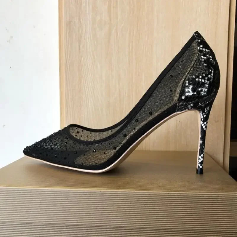 Croc-effect Diamond Pumps | Fashionsarah.com