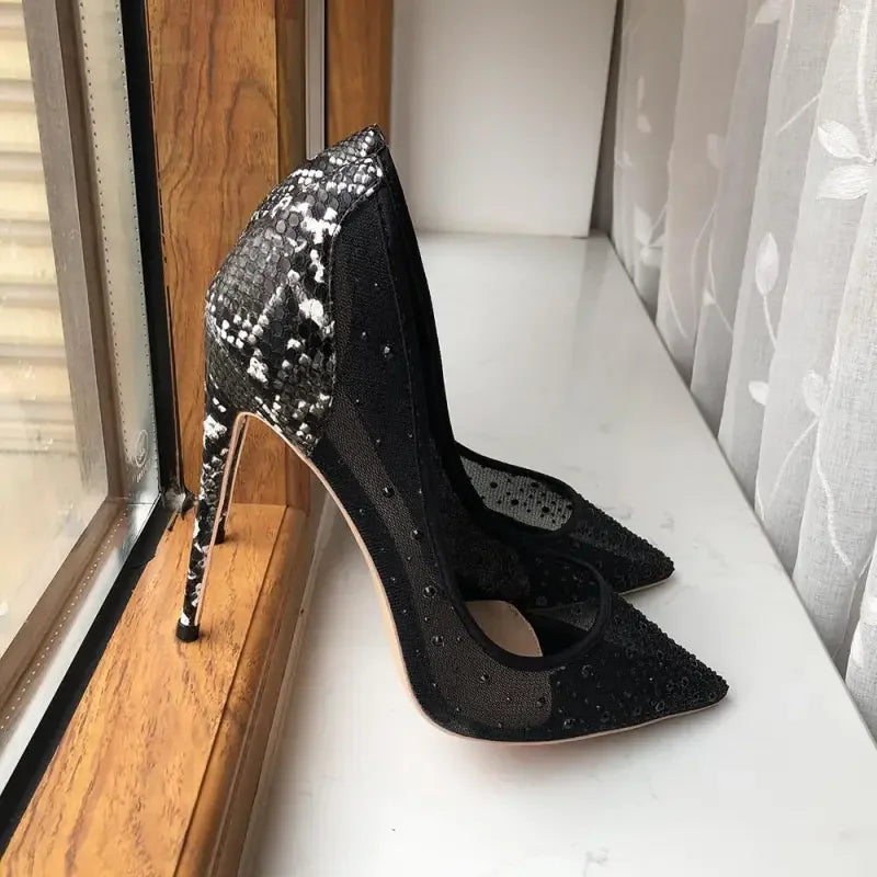 Croc-effect Diamond Pumps | Fashionsarah.com