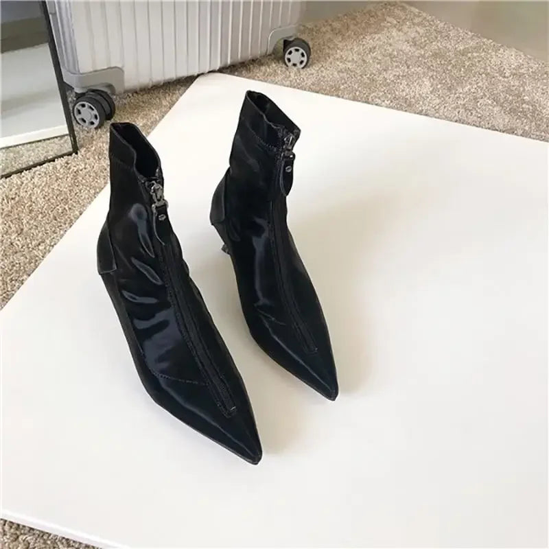 Satin Ankle Fashion Zip Boots | Fashionsarah.com