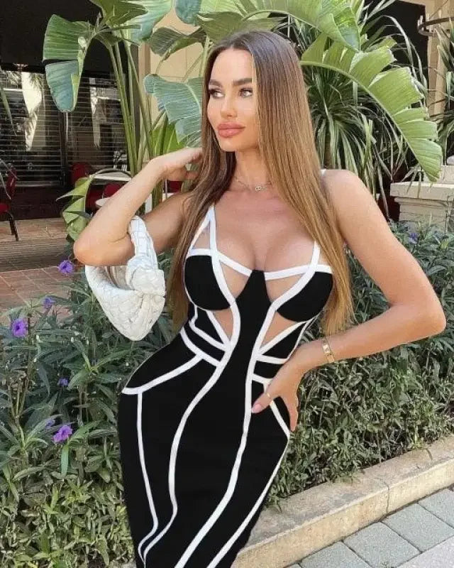 Midi Bandage Striped Dress | Fashionsarah.com