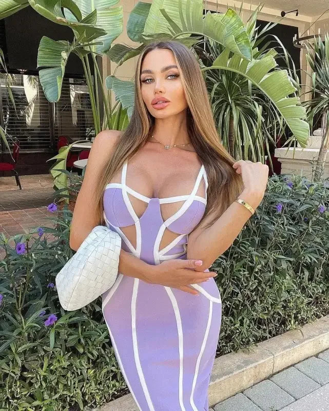 Midi Bandage Striped Dress | Fashionsarah.com