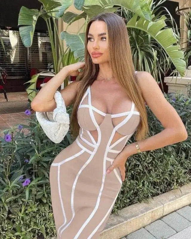 Midi Bandage Striped Dress | Fashionsarah.com