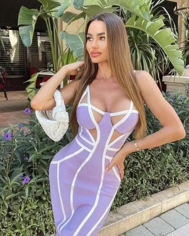 Midi Bandage Striped Dress | Fashionsarah.com