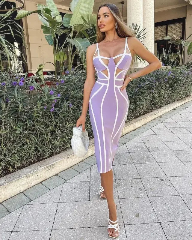 Midi Bandage Striped Dress | Fashionsarah.com