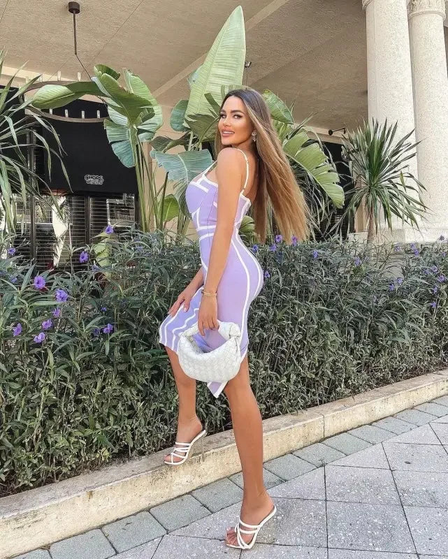 Midi Bandage Striped Dress | Fashionsarah.com