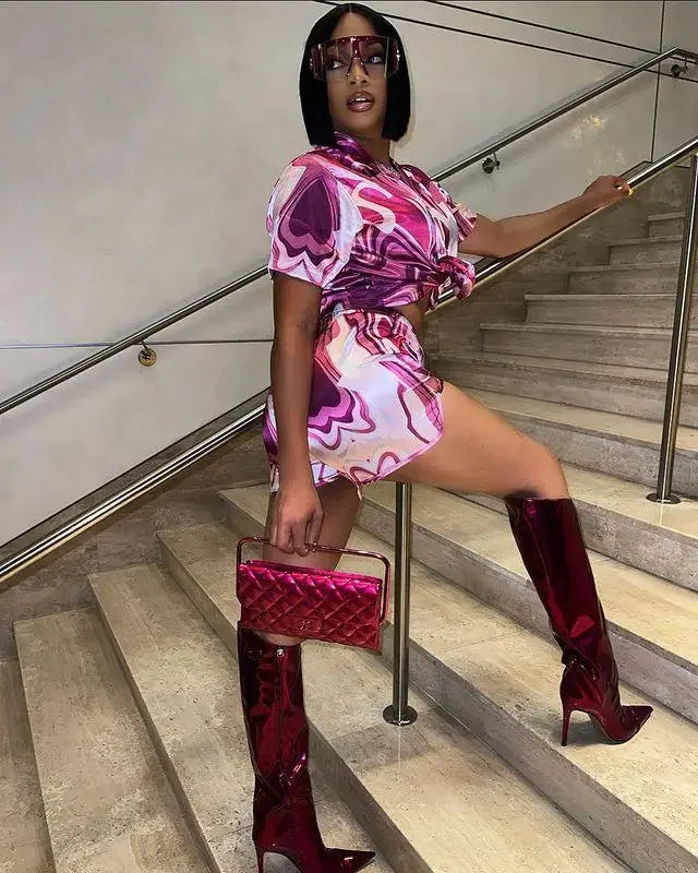 Metallic Leather Stiletto Boots | Fashionsarah.com