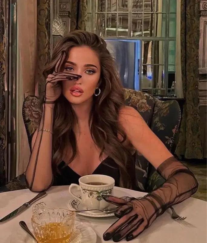 Mesh Perspective Long Gloves | Fashionsarah.com