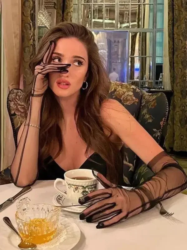 Mesh Perspective Long Gloves | Fashionsarah.com