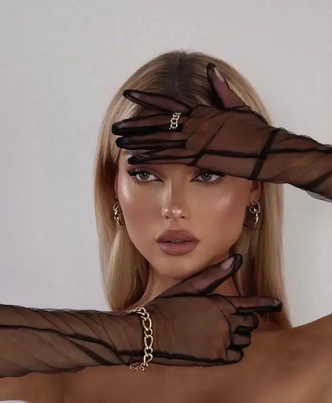 Mesh Perspective Long Gloves | Fashionsarah.com