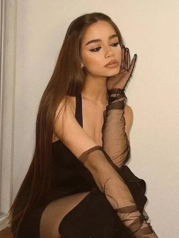 Mesh Perspective Long Gloves | Fashionsarah.com