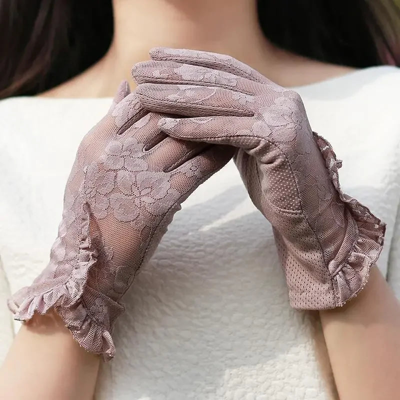 Lace Lotus Leaf Gloves | Fashionsarah.com