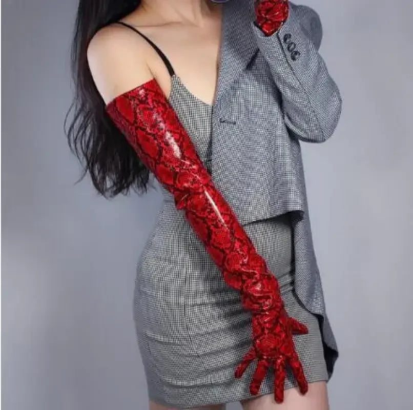 Faux leather long gloves 70cm | Fashionsarah.com