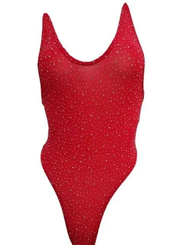 High Cut Rhinestone Bodysuit | Fashionsarah.com