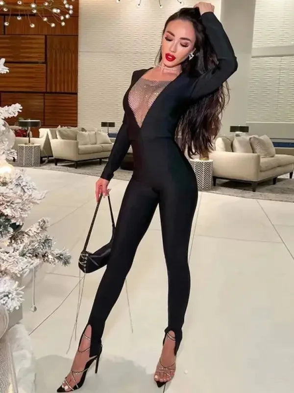 Rhinestone Elegant Jumpsuit | Fashionsarah.com