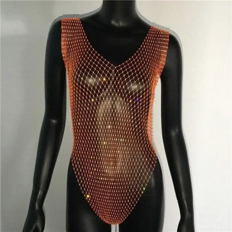 Rhinestone See Through Bodysuits | Fashionsarah.com